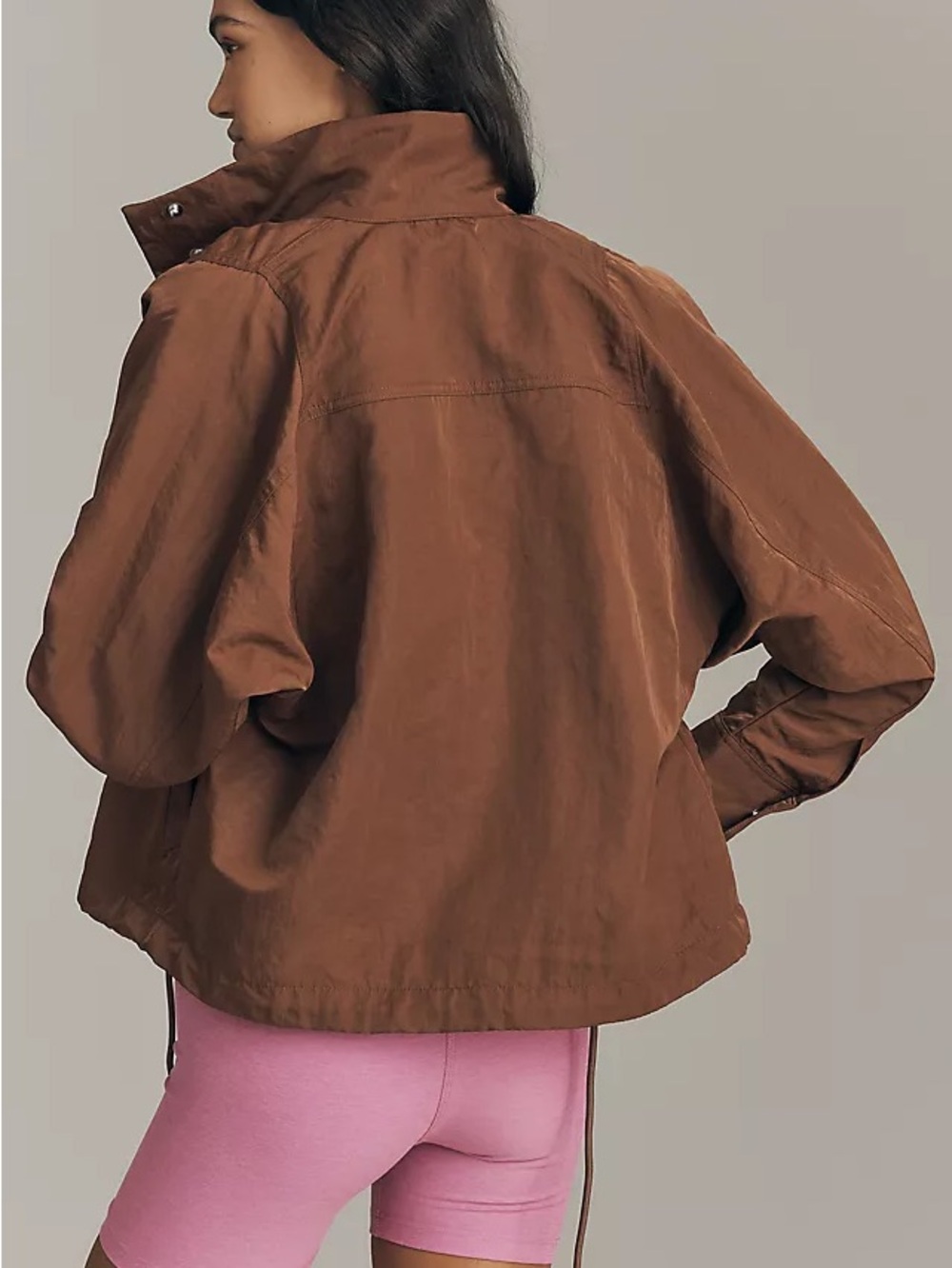 Anthropologie Daily Practice Funnel Neck Jacket - Brown/bronze M - Picture 2 of 9